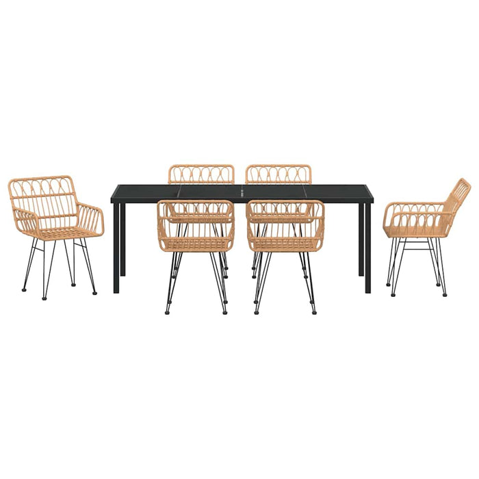 Set de masă pentru grădină 7 pcs Maro Oțel vopsit electrostatic - WALTI WALTI