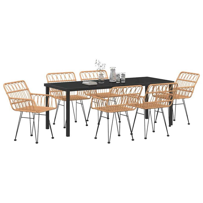 Set de masă pentru grădină 7 pcs Maro Oțel vopsit electrostatic - WALTI WALTI