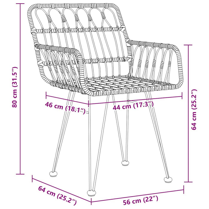 Set de masă pentru grădină 7 pcs Maro Oțel vopsit electrostatic - WALTI WALTI