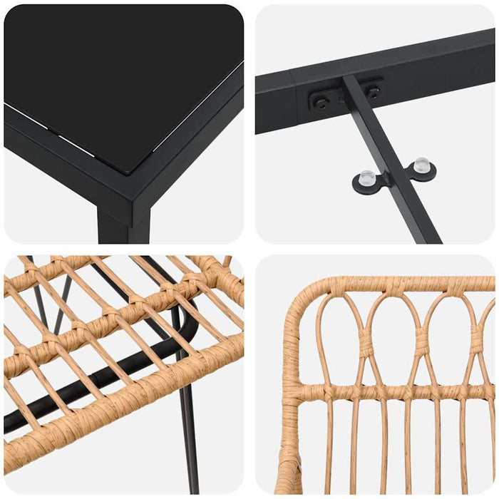 Set de masă pentru grădină 9 pcs Maro Oțel vopsit electrostatic - WALTI WALTI
