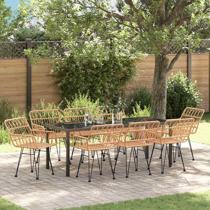 Set de masă pentru grădină 9 pcs Maro Oțel vopsit electrostatic - WALTI WALTI