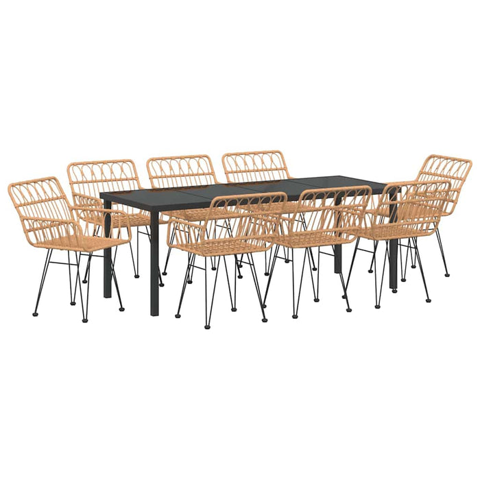 Set de masă pentru grădină 9 pcs Maro Oțel vopsit electrostatic - WALTI WALTI
