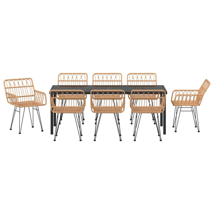 Set de masă pentru grădină 9 pcs Maro Oțel vopsit electrostatic - WALTI WALTI