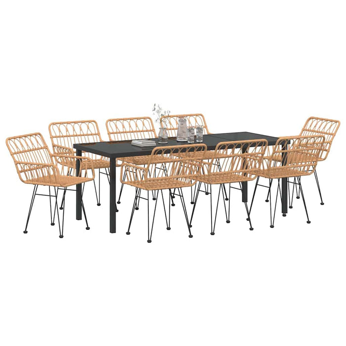Set de masă pentru grădină 9 pcs Maro Oțel vopsit electrostatic - WALTI WALTI