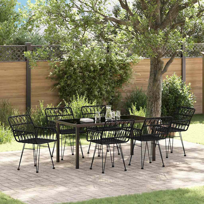 Set de masă pentru grădină 7 pcs Negru - WALTI WALTI