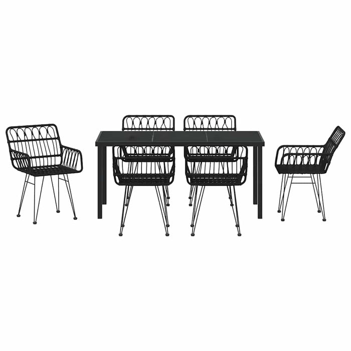 Set de masă pentru grădină 7 pcs Negru - WALTI WALTI