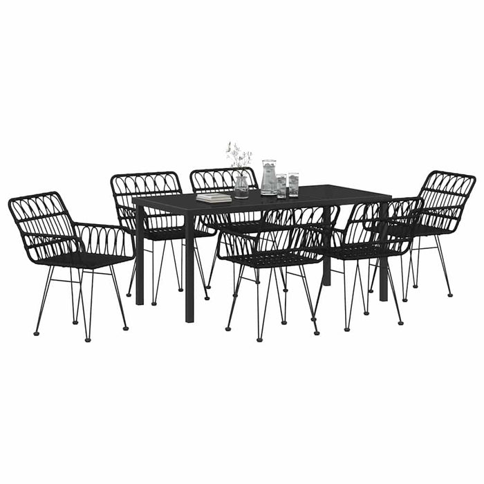 Set de masă pentru grădină 7 pcs Negru - WALTI WALTI