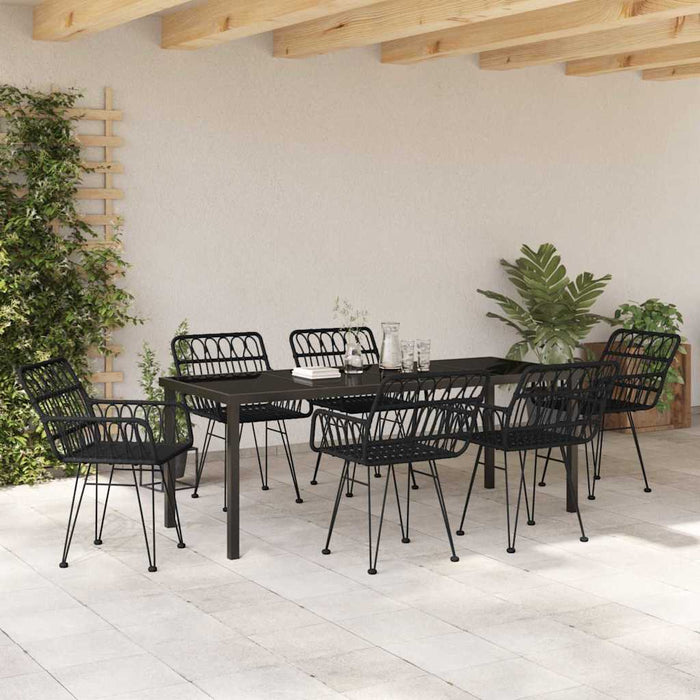 Set de masă pentru grădină 7 pcs Negru - WALTI WALTI