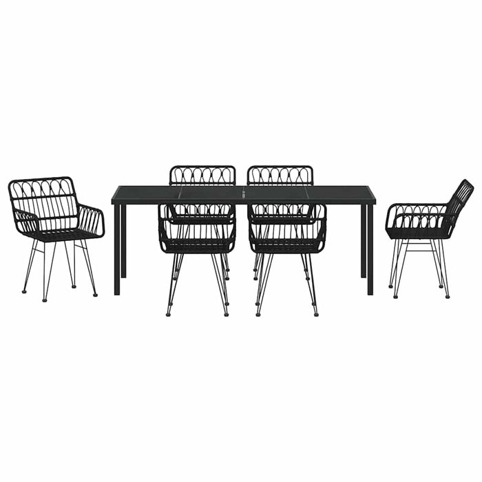 Set de masă pentru grădină 7 pcs Negru - WALTI WALTI