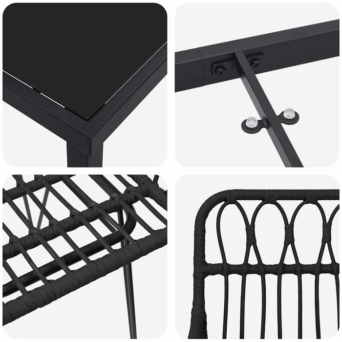 Set de masă pentru grădină 9 pcs Negru - WALTI WALTI