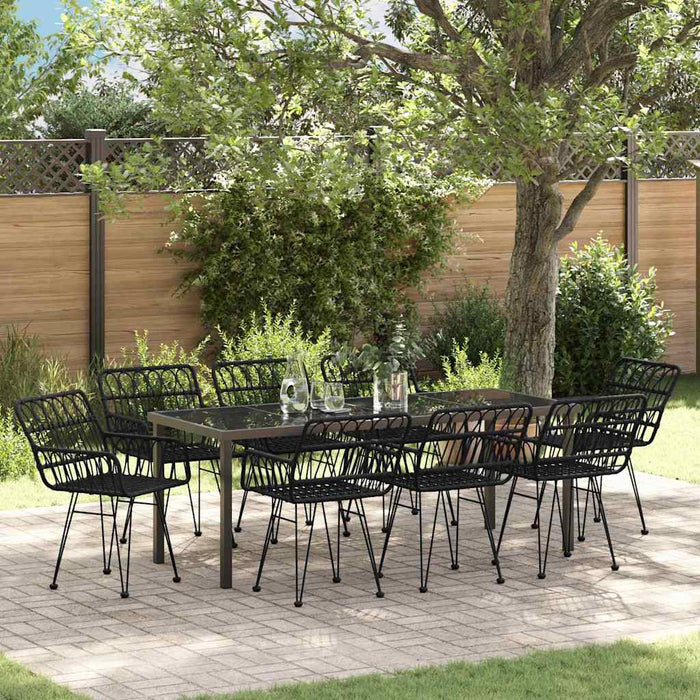Set de masă pentru grădină 9 pcs Negru - WALTI WALTI