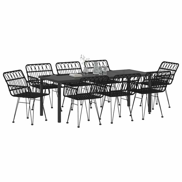 Set de masă pentru grădină 9 pcs Negru - WALTI WALTI