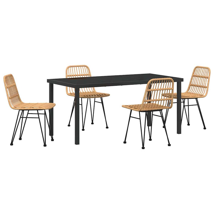 Set de masă pentru grădină 5 pcs Maro Oțel vopsit electrostatic - WALTI WALTI