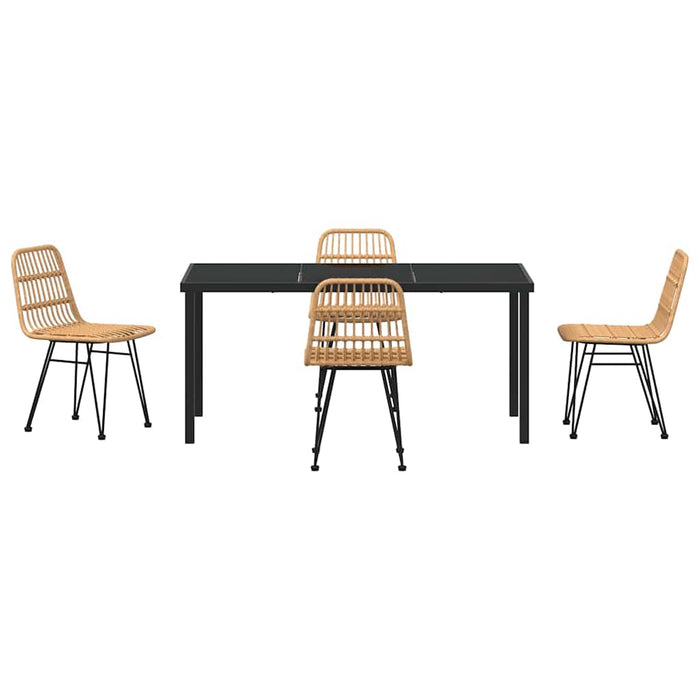 Set de masă pentru grădină 5 pcs Maro Oțel vopsit electrostatic - WALTI WALTI