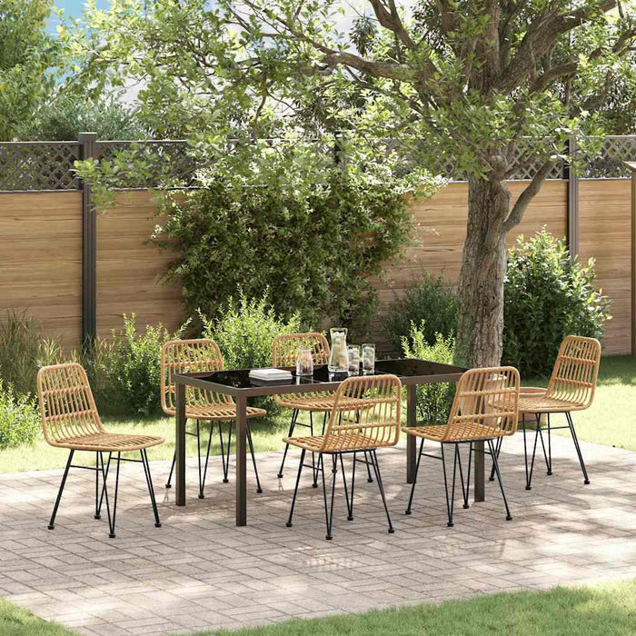 Set de masă pentru grădină 7 pcs Maro Oțel vopsit electrostatic - WALTI WALTI