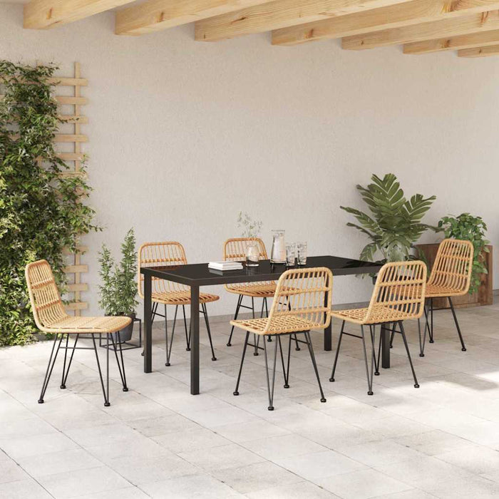 Set de masă pentru grădină 7 pcs Maro Oțel vopsit electrostatic - WALTI WALTI