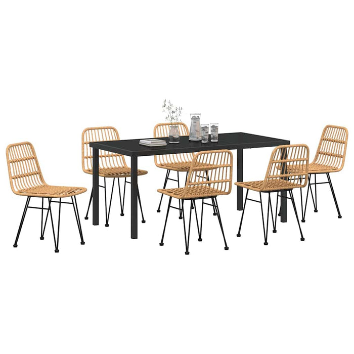 Set de masă pentru grădină 7 pcs Maro Oțel vopsit electrostatic - WALTI WALTI