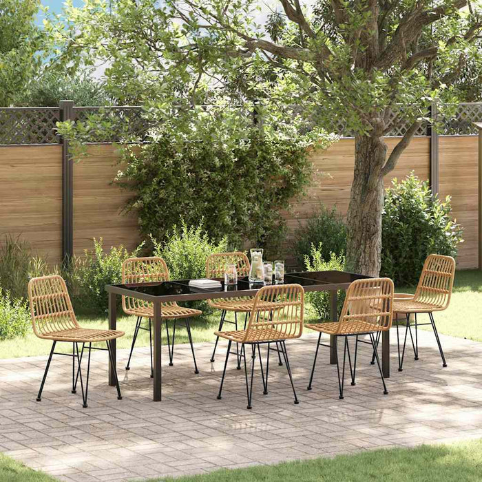 Set de masă pentru grădină 7 pcs Maro Oțel vopsit electrostatic - WALTI WALTI