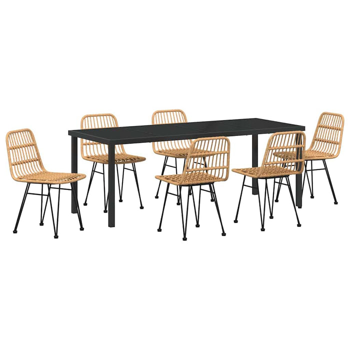 Set de masă pentru grădină 7 pcs Maro Oțel vopsit electrostatic - WALTI WALTI