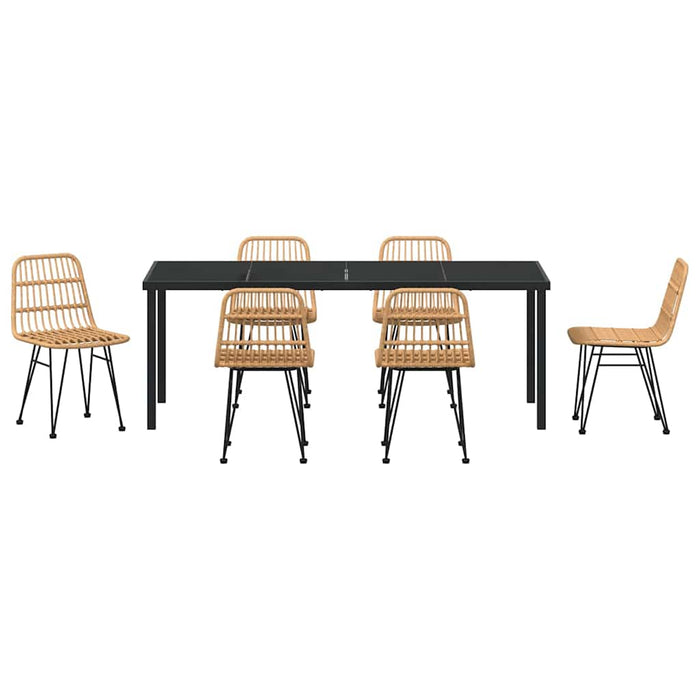 Set de masă pentru grădină 7 pcs Maro Oțel vopsit electrostatic - WALTI WALTI