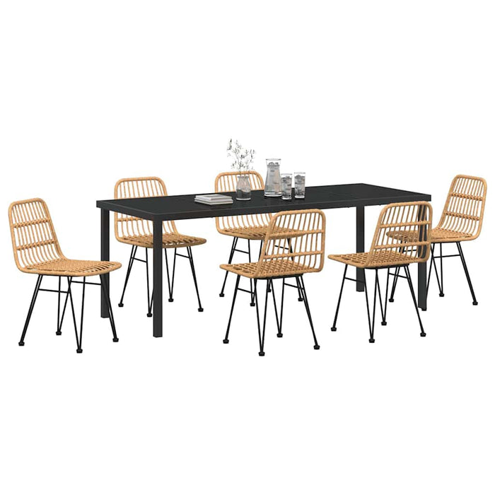 Set de masă pentru grădină 7 pcs Maro Oțel vopsit electrostatic - WALTI WALTI