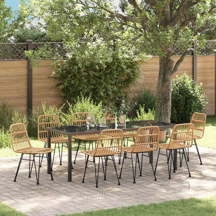 Set de masă pentru grădină 9 pcs Maro Oțel vopsit electrostatic - WALTI WALTI