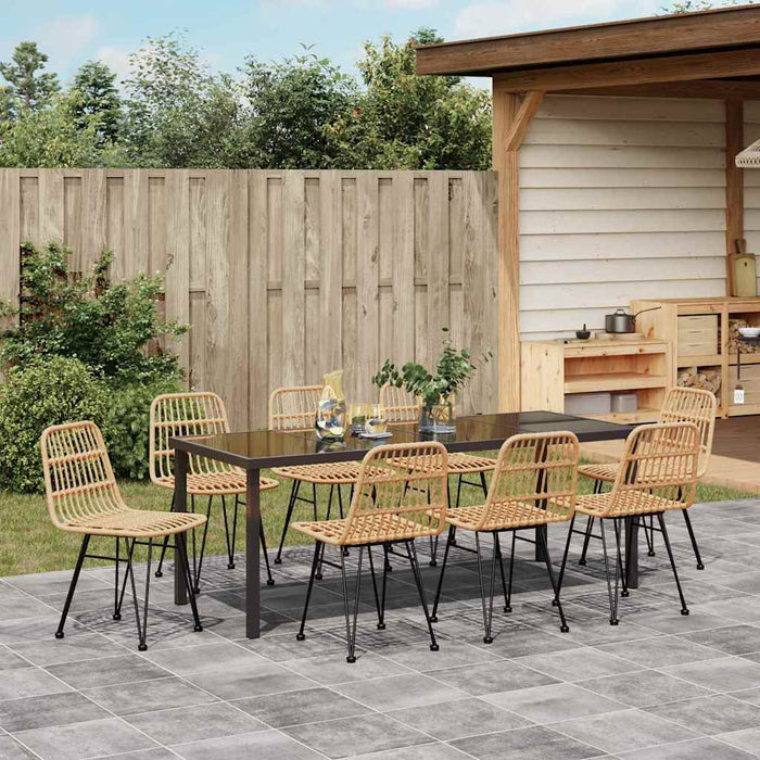 Set de masă pentru grădină 9 pcs Maro Oțel vopsit electrostatic - WALTI WALTI