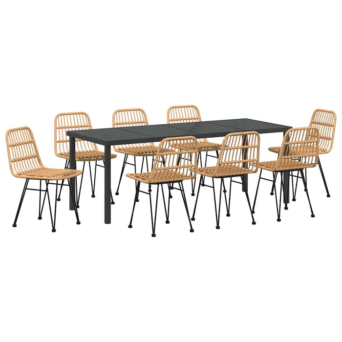 Set de masă pentru grădină 9 pcs Maro Oțel vopsit electrostatic - WALTI WALTI