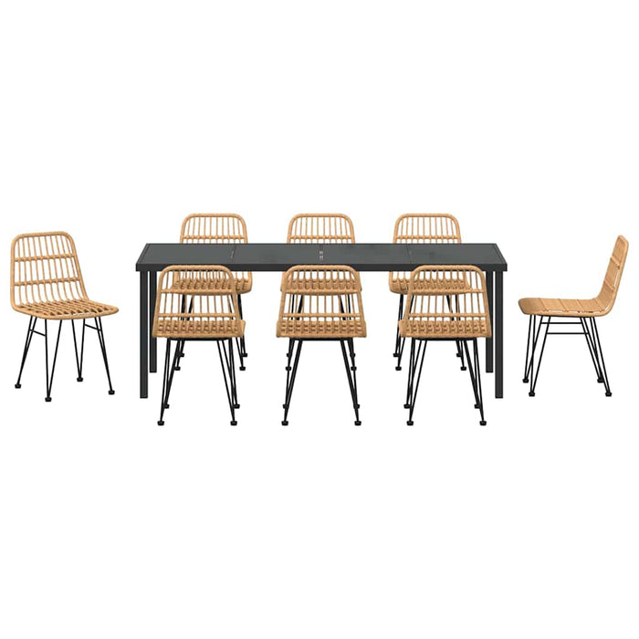 Set de masă pentru grădină 9 pcs Maro Oțel vopsit electrostatic - WALTI WALTI