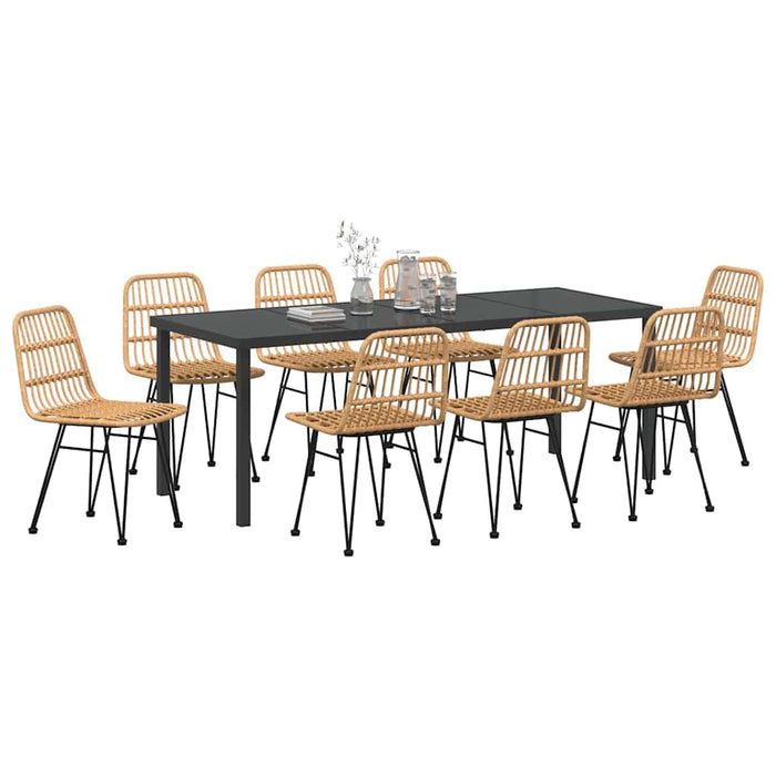 Set de masă pentru grădină 9 pcs Maro Oțel vopsit electrostatic - WALTI WALTI