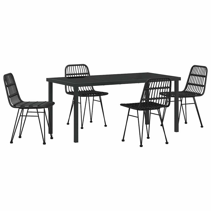 Set de masă pentru grădină 5 pcs Negru - WALTI WALTI