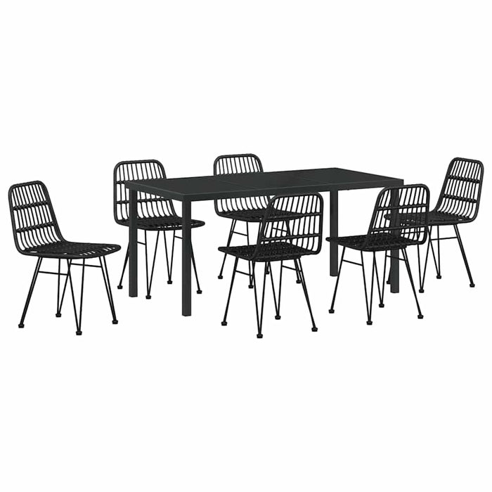 Set de masă pentru grădină 7 pcs Negru - WALTI WALTI