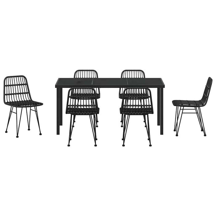 Set de masă pentru grădină 7 pcs Negru - WALTI WALTI