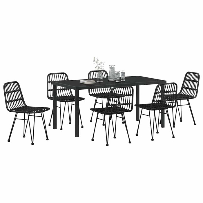 Set de masă pentru grădină 7 pcs Negru - WALTI WALTI