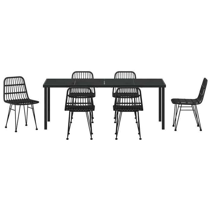 Set de masă pentru grădină 7 pcs Negru - WALTI WALTI