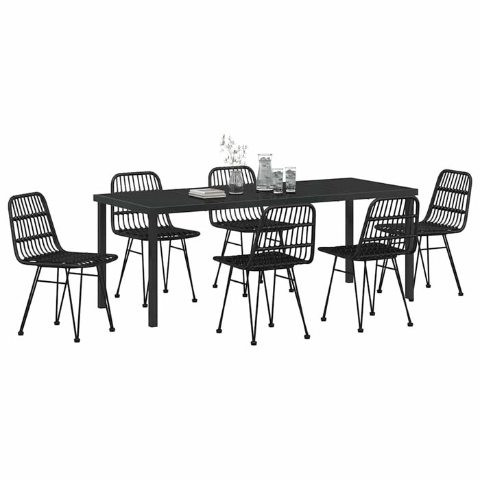 Set de masă pentru grădină 7 pcs Negru - WALTI WALTI