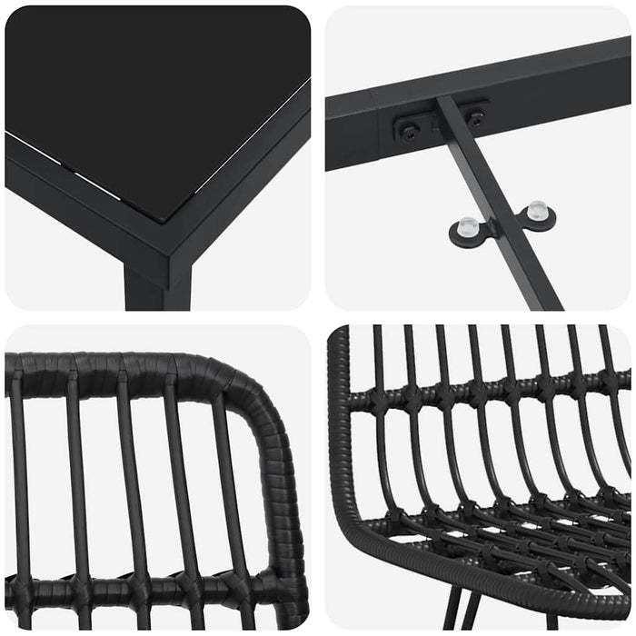 Set de masă pentru grădină 9 pcs Negru - WALTI WALTI