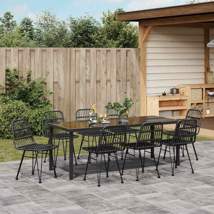 Set de masă pentru grădină 9 pcs Negru - WALTI WALTI