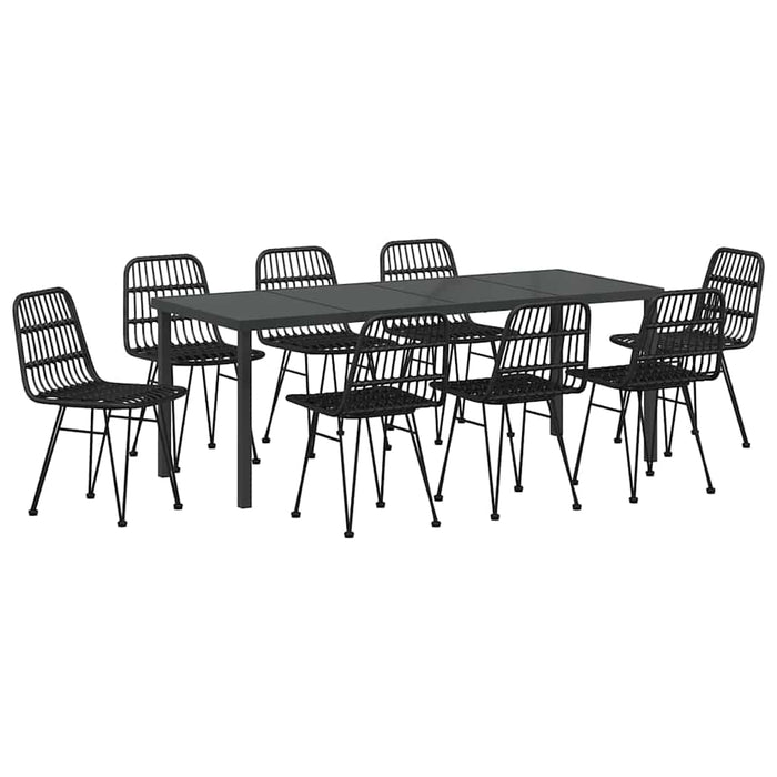 Set de masă pentru grădină 9 pcs Negru - WALTI WALTI