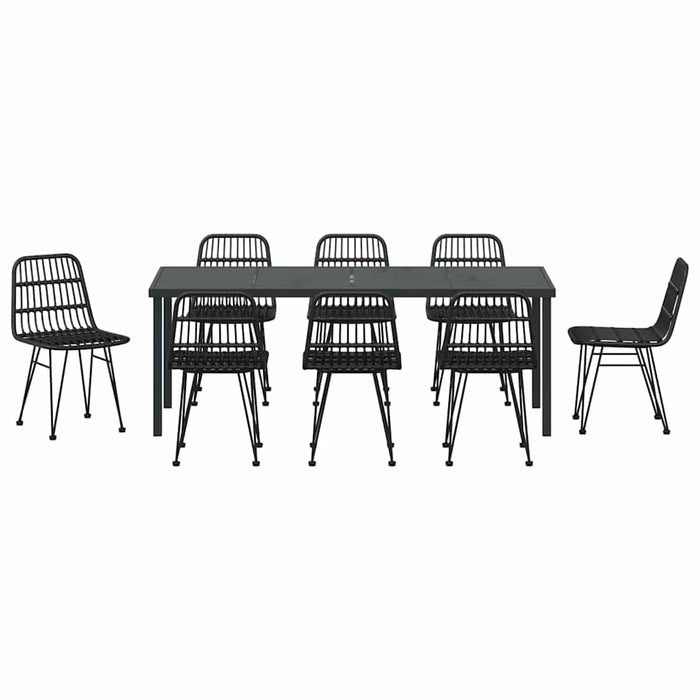 Set de masă pentru grădină 9 pcs Negru - WALTI WALTI