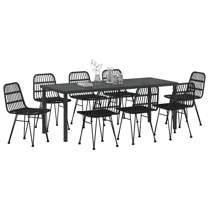 Set de masă pentru grădină 9 pcs Negru - WALTI WALTI