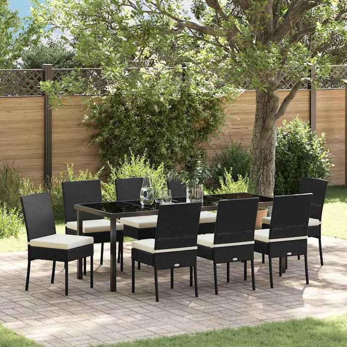 Set de masă pentru grădină 9 pcs Negru - WALTI WALTI