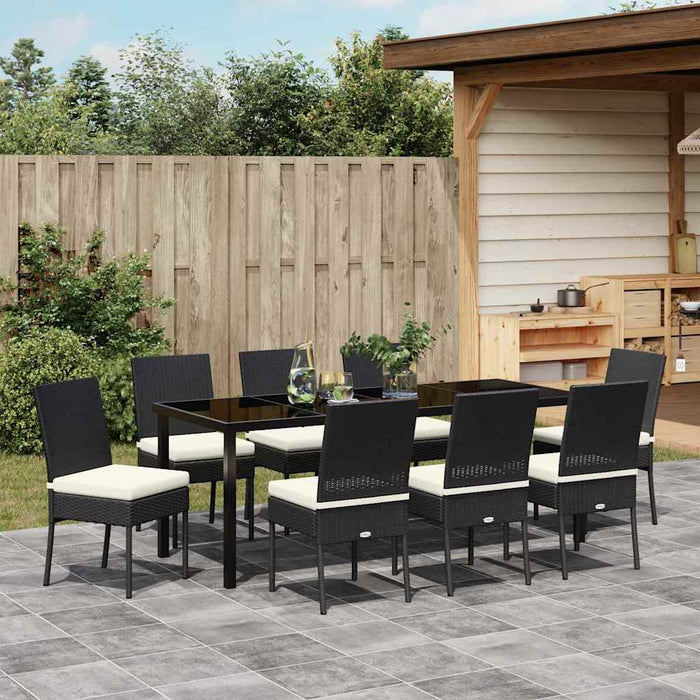 Set de masă pentru grădină 9 pcs Negru - WALTI WALTI