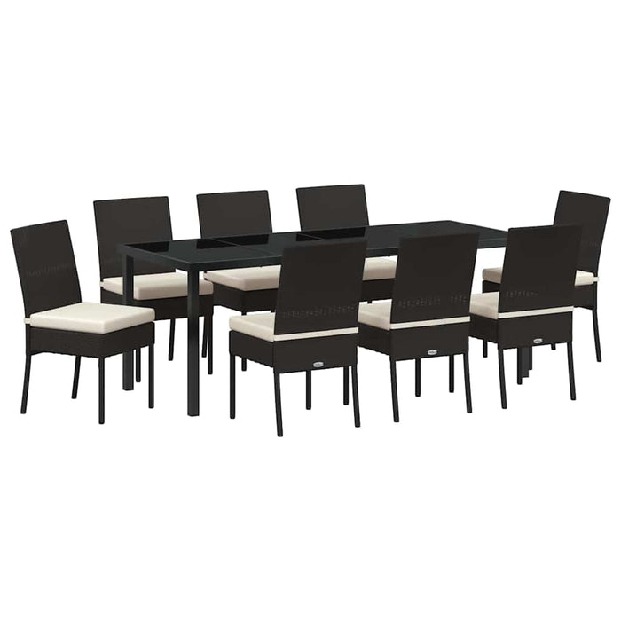 Set de masă pentru grădină 9 pcs Negru - WALTI WALTI