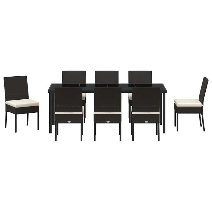 Set de masă pentru grădină 9 pcs Negru - WALTI WALTI