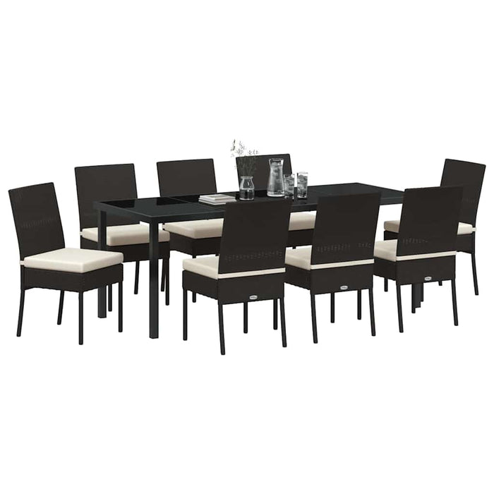 Set de masă pentru grădină 9 pcs Negru - WALTI WALTI