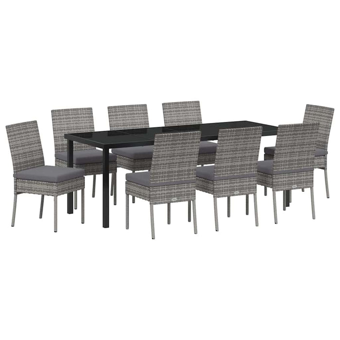 Set de masă pentru grădină 9 pcs Gri Oțel vopsit electrostatic - WALTI WALTI