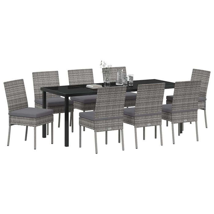 Set de masă pentru grădină 9 pcs Gri Oțel vopsit electrostatic - WALTI WALTI