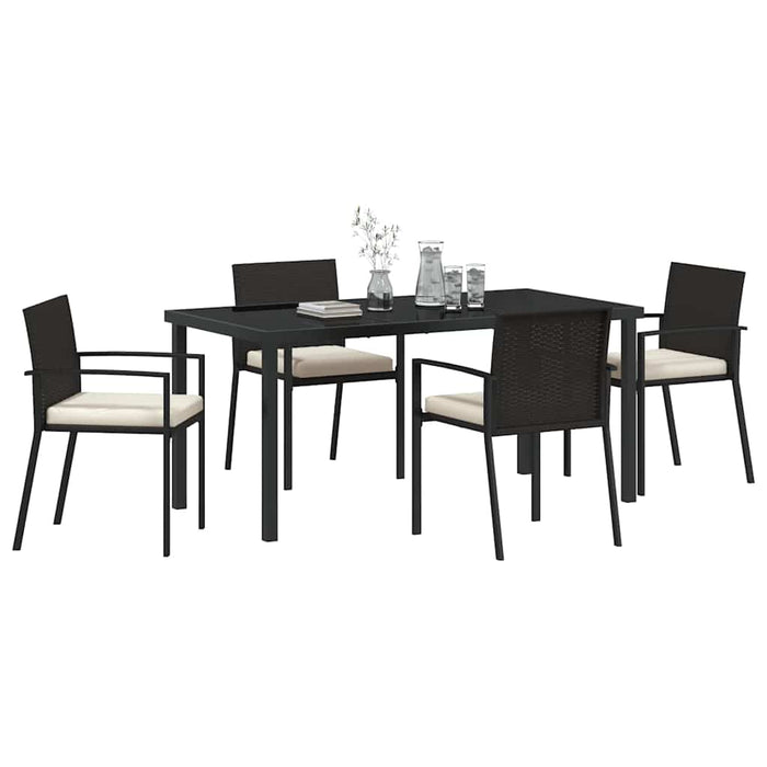 Set de masă pentru grădină 5 pcs Negru - WALTI WALTI