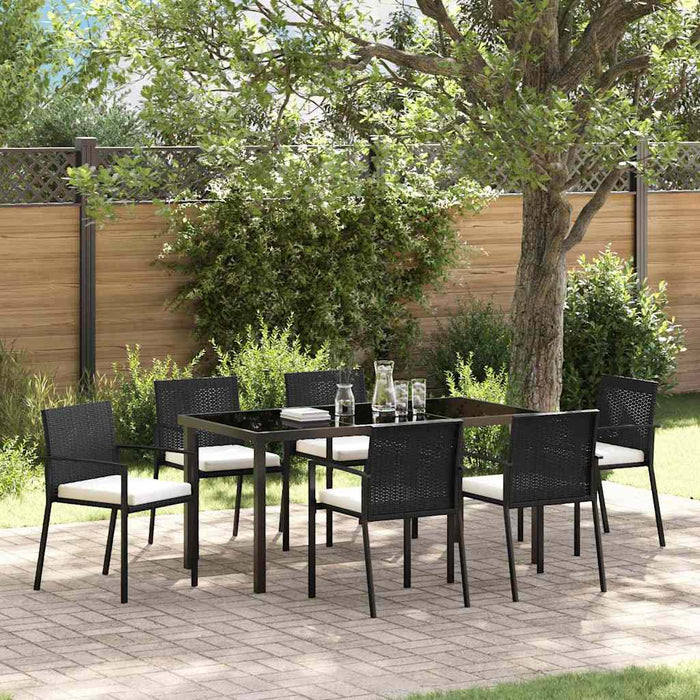 Set de masă pentru grădină 7 pcs Negru - WALTI WALTI